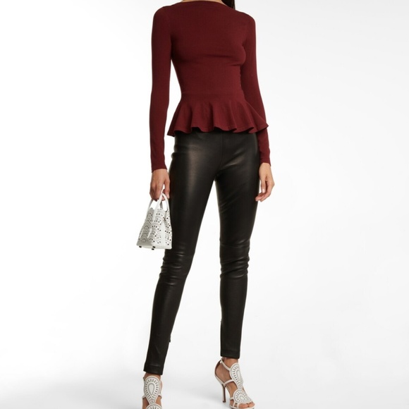 $3,390 Alaia Black High Rise Leather Leggings Size 6 - Picture 2 of 12